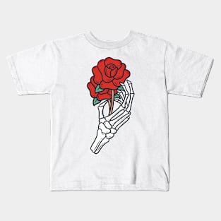 Sketelon Hand with Rose Kids T-Shirt